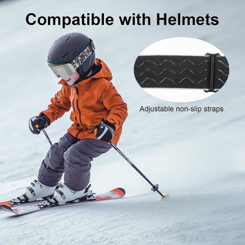 YooxArmor OTG Kids Ski Goggles, Snowboard Goggles Anti Fog UV400 for Kid 6-14 Years, Snow Goggles for Youth Boys Girls - Image 4